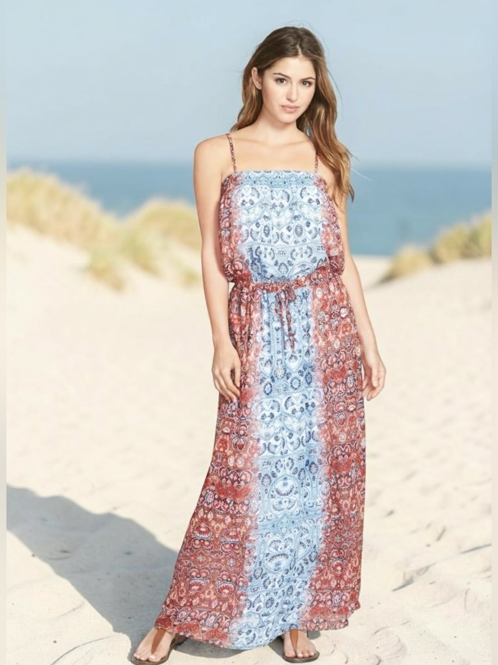 NWT Two by Vince Camuto ‘Moroccan Paisley’ Drawstring Waist Maxi Dress—XL